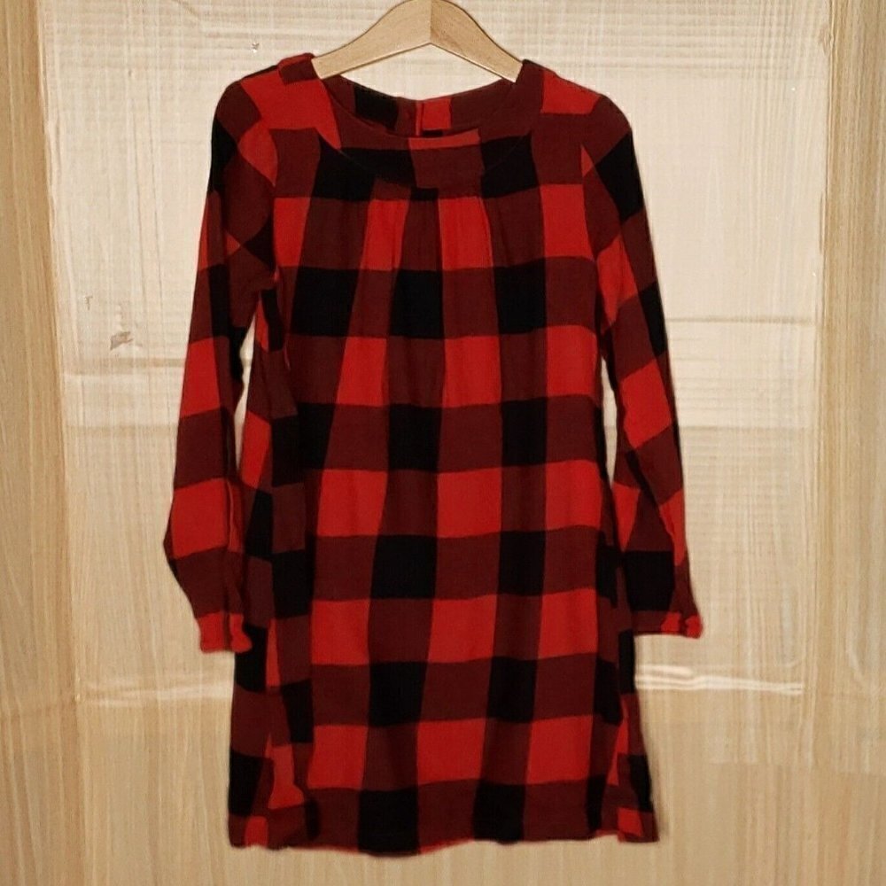 Harper Canyon Girls Buffalo Check Red Flannel Dress 6